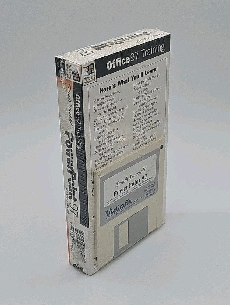 Viagrafix Training PowerPoint 97 & Windows 95 VHS Video Tutorial + Floppy NEW