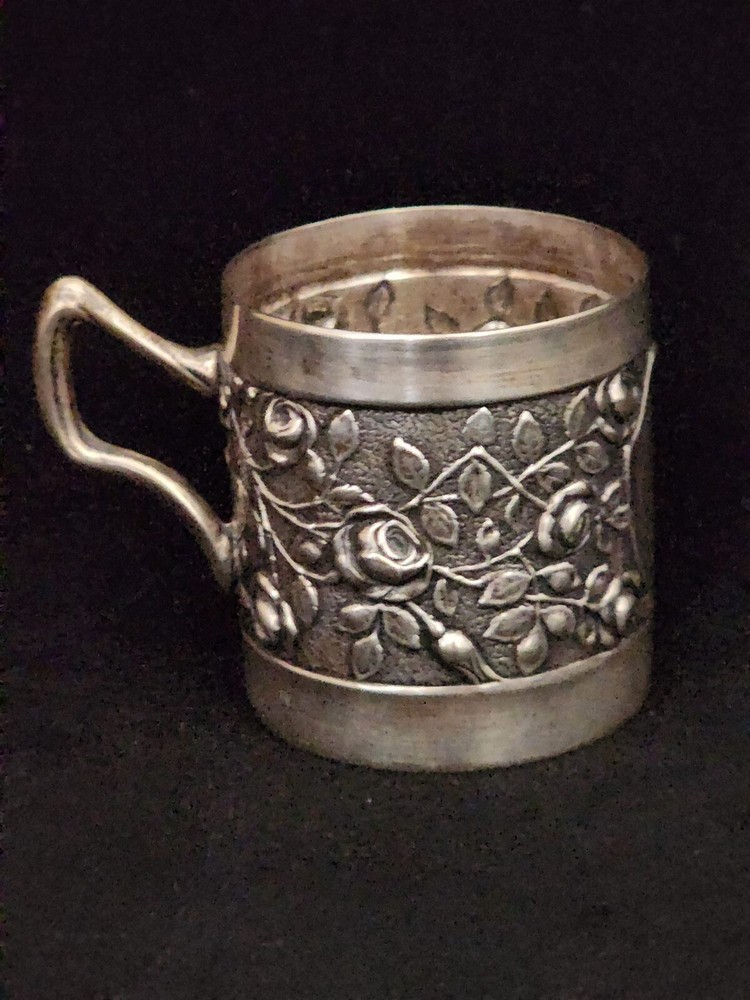 Baby Cup Beaker Embossed Roses No Monogram Adolf Kander Continental Silver
