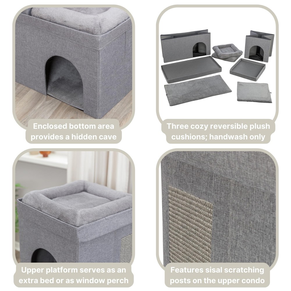 TRIXIE Crazy Cube Stackable Cat Condo, Indoor Cat House with Scratching Pad, ...