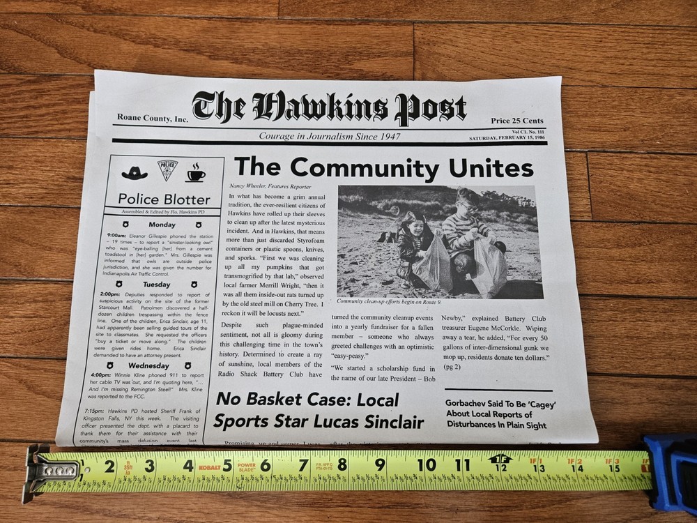 Stranger Things Experience SF Exclusive Hawkins Post Prop Newspaper