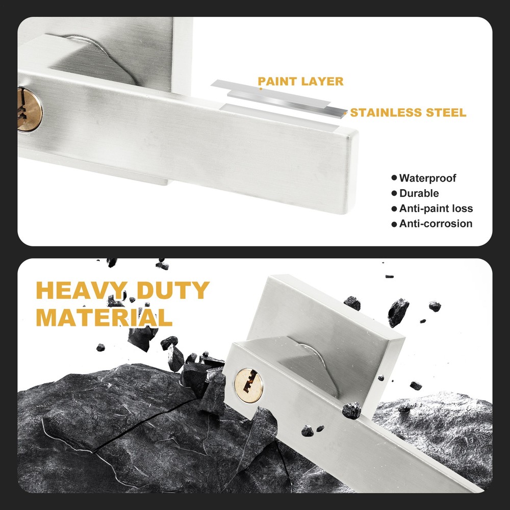 12pcs Silver Square Door Lever Handle Privacy Passage Interior Lock