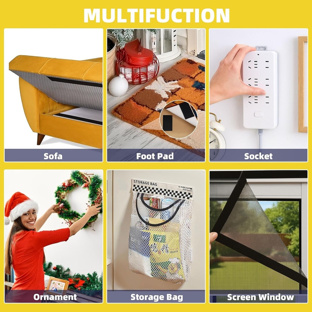 30Ft x 1 Strips with Adhesive, Hook and Loop Strips with Adhesive, Double Rolls