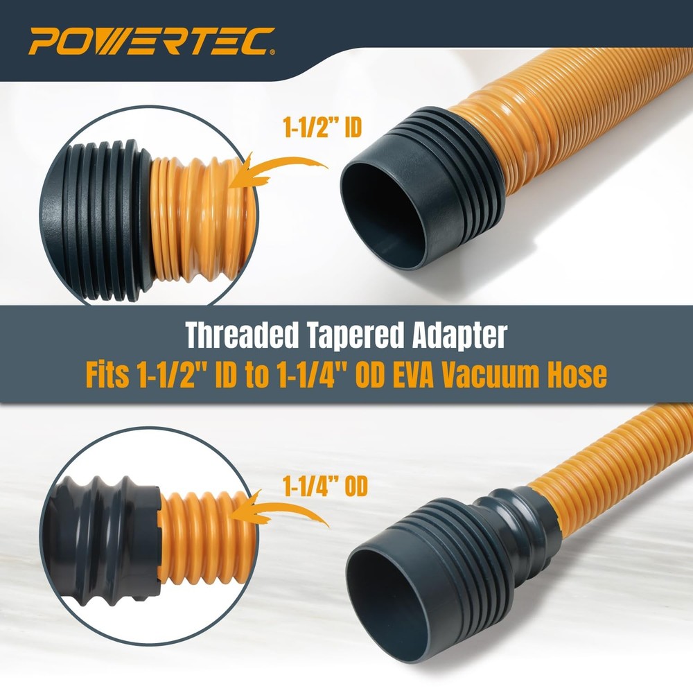 Powertec Power Tool Hose Kit 20 Vacuum Hose 4 Quick Change Adapters Threaded