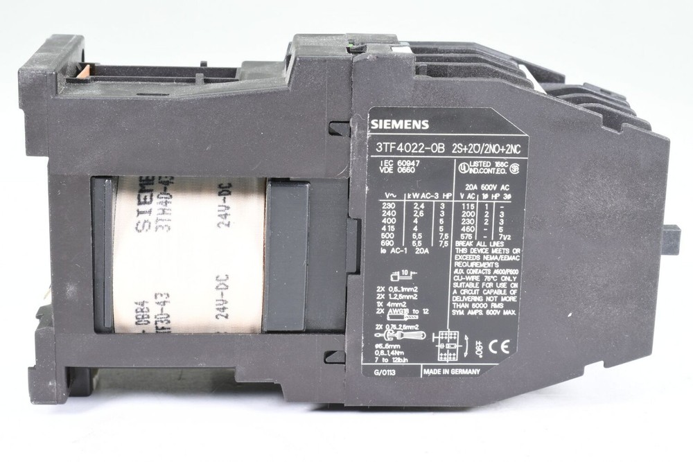 SIEMENS 3TF4022-0BB4, Contactor