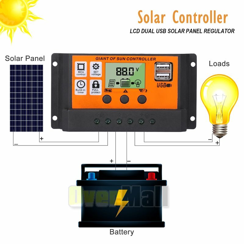 100A AMP MPPT Solar Panel Regulator Charge Controller 12V/24V 1000W/2000W LCD US