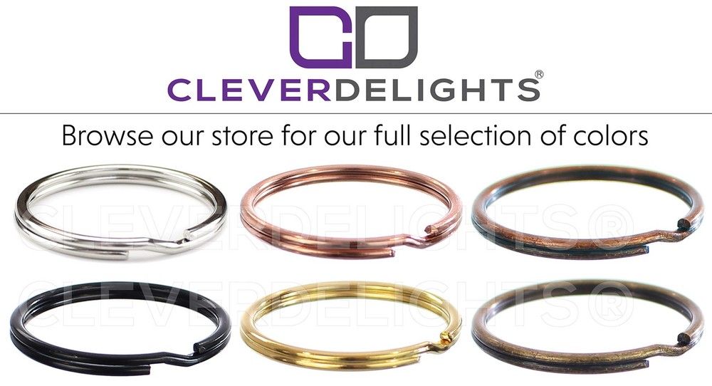 CleverDelights 1 3/8" Split Key Rings - 50 Pack - Strong Silver