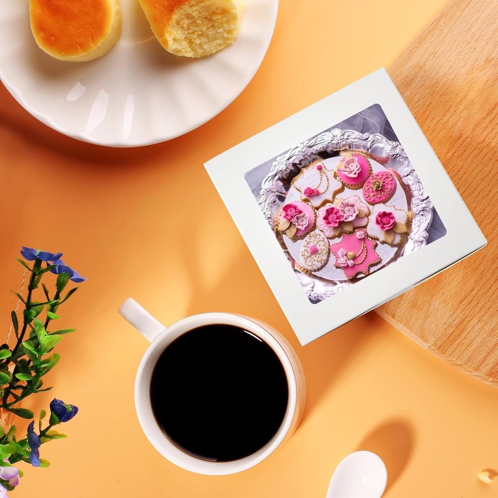 Deluxe 30 Cake Boards and Boxes Set - 10x10x5 Clear Window Bakery Solution