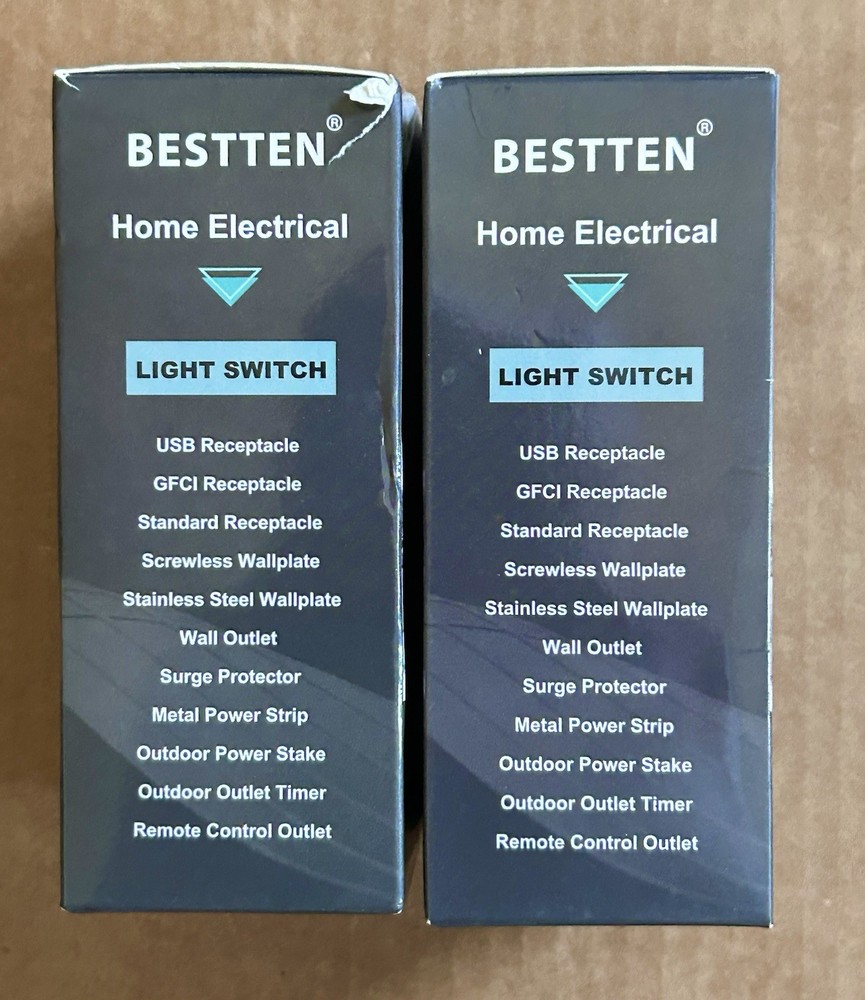 Bestten Light Switch 2-CT Single Pole Decorator Wall Light Switch With Wallplate