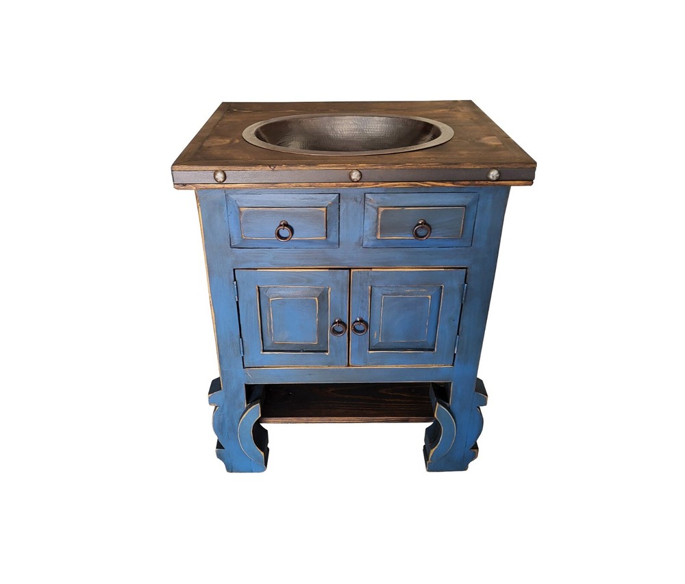Delano Rustic Blue Washed Bathroom Vanity