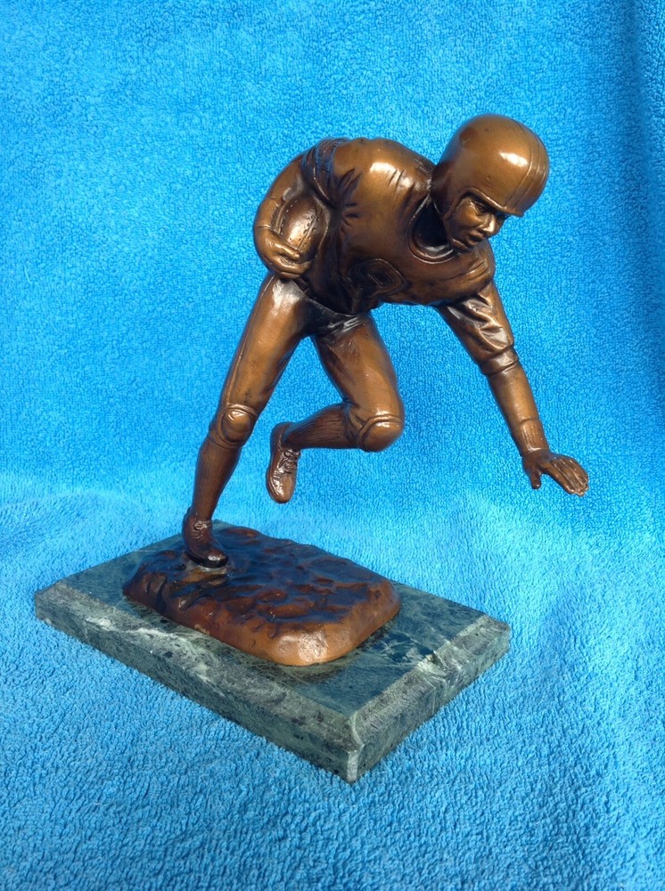 Bronze Football Player Sculpture - Signed Sherman