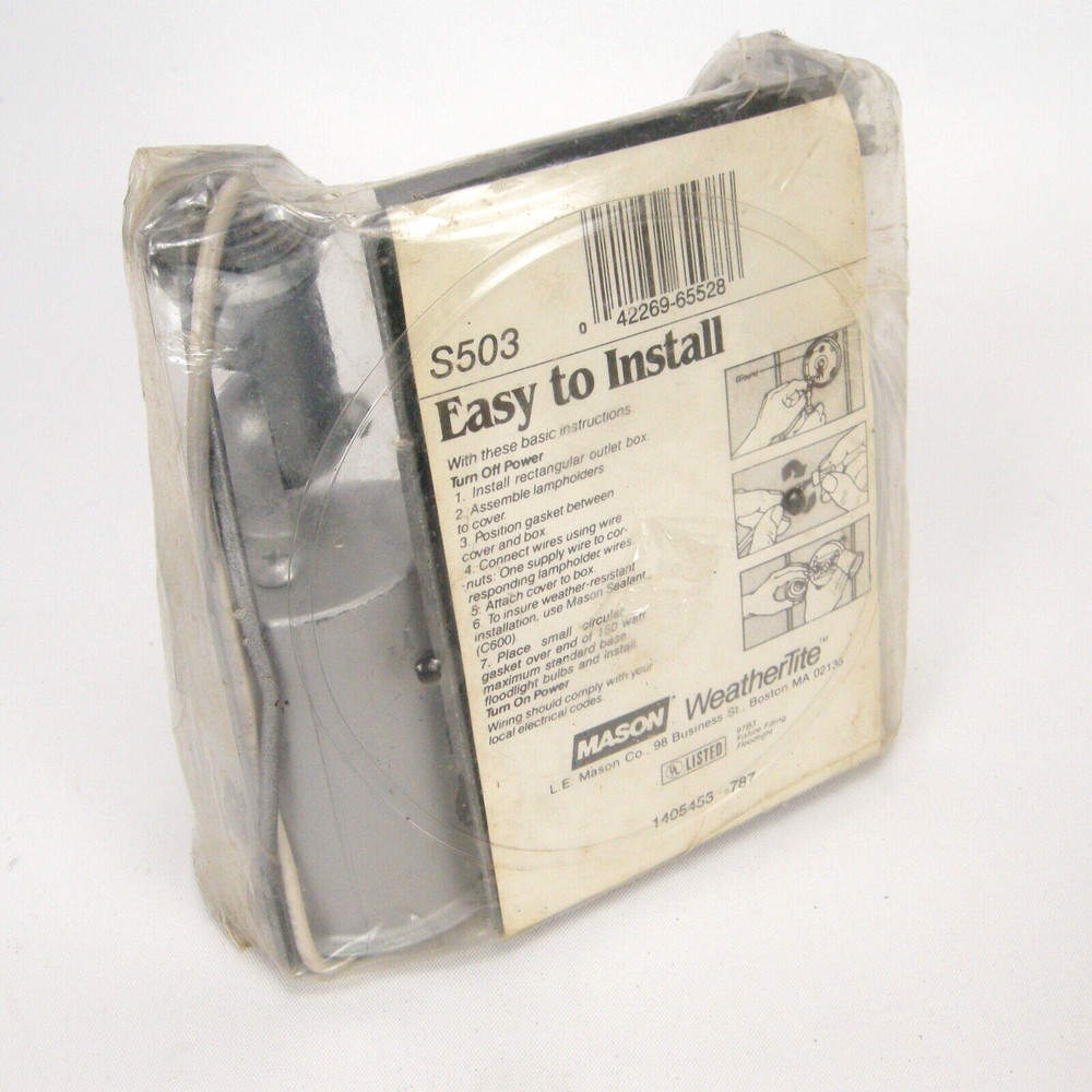 Mason WeatherTite Floodlight Holder Kit with Rectangular Box Made in USA - NOS