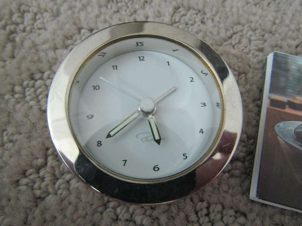 PHILIPPI SCROLL DESK CLOCK/PHOTO DISPLAY COMBO POLISHED CHROME