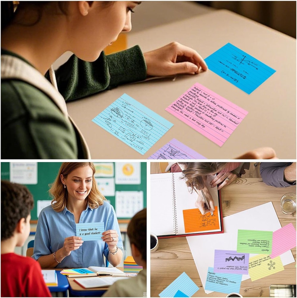 Koogel Colored Index Cards, 300 Count, 3x5 Inchs Flash Card Medium, Multi