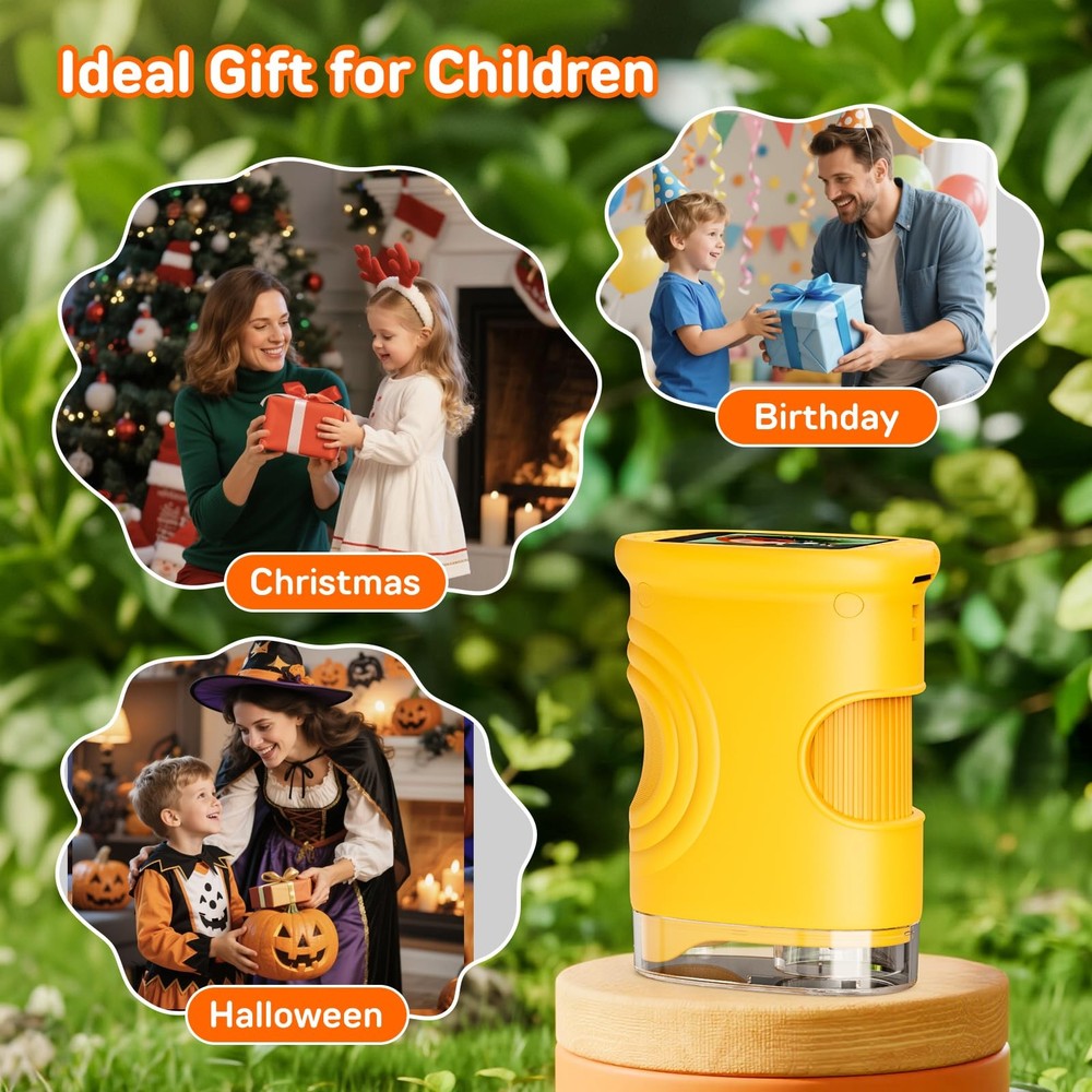 1000X Digital Handheld Microscope for Kids with 2.0" IPS Screen, Orange