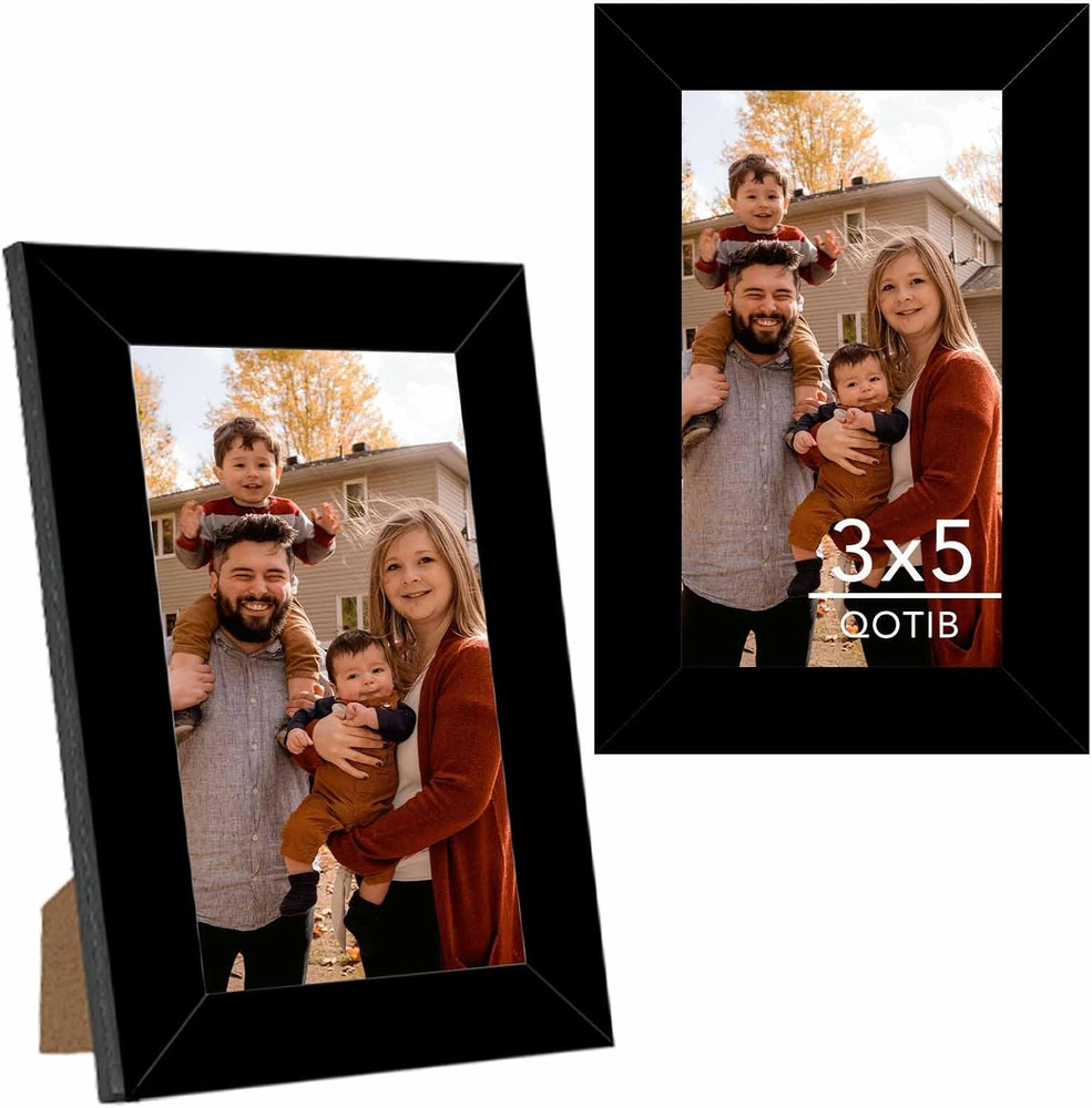 2-Pack 3x5 Black Picture Frames Wall Hanging & Tabletop Photo Frame Set