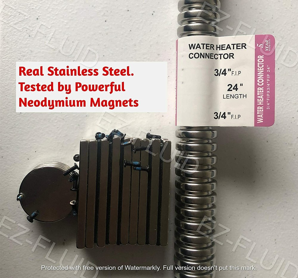 2Pcs Corrugated Stainless Water Heater Supply Connector Hose Lines 3/4"FIP X 24"