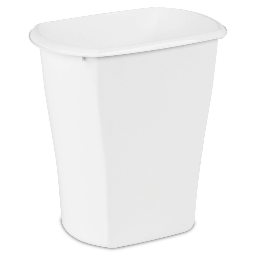 (2 pack) 3 Gallon Wastebasket, Open Plastic Trash Can, White