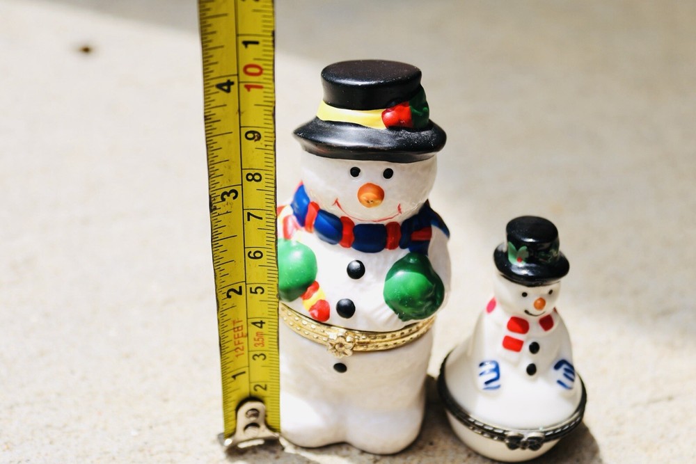 Two Mini Snowman Trinket Boxes