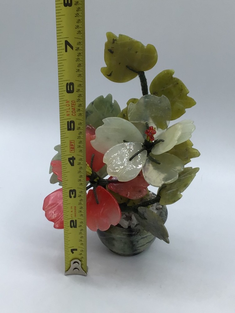Vintage Chinese Jade Tree Blossom with Marble Base 7"