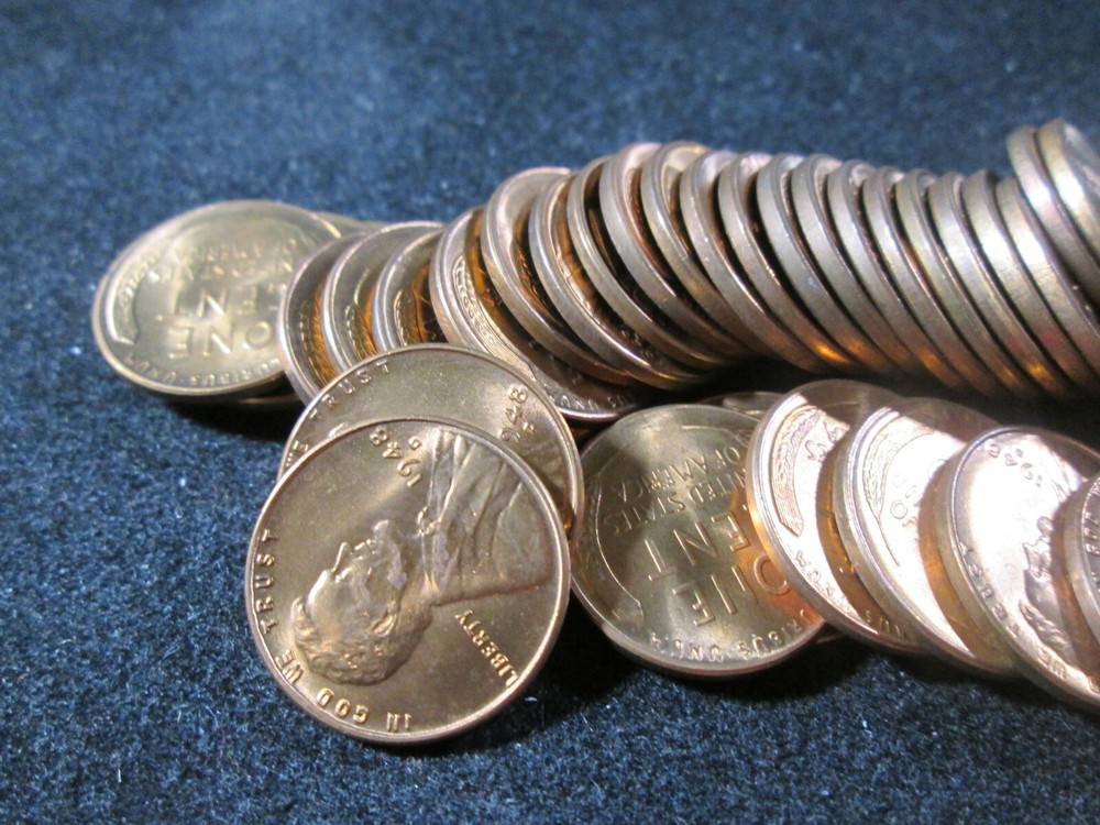 1948-D LINCOLN WHEAT CENT GEM BU ROLL  HIGH GRADE ROLL   XX2