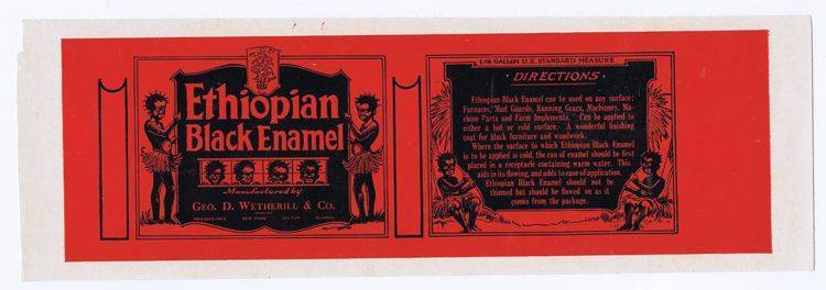 Ethiopian Black Enamel  can label,  Geo. D. Wetherill & Co, directions