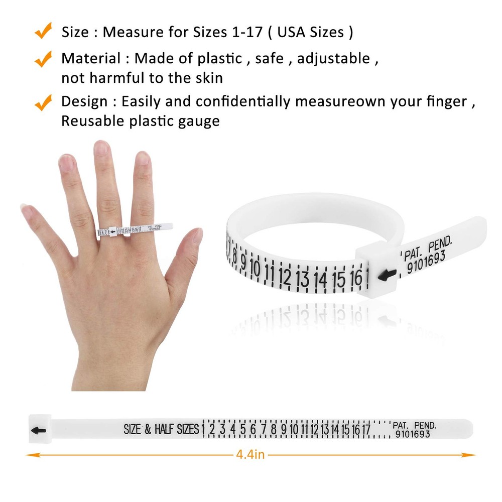 Accmor Ring Sizer Measuring Tool Set, Black Mandrel, Guage, White Blet