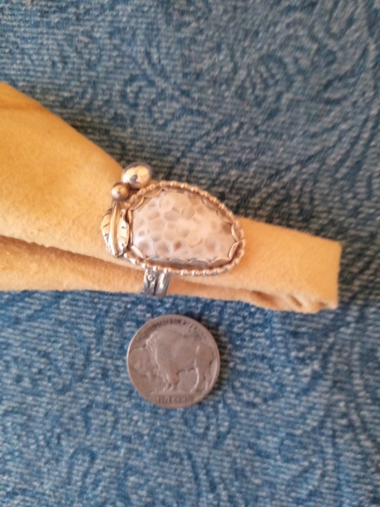 Natural Michigan Coral Ring