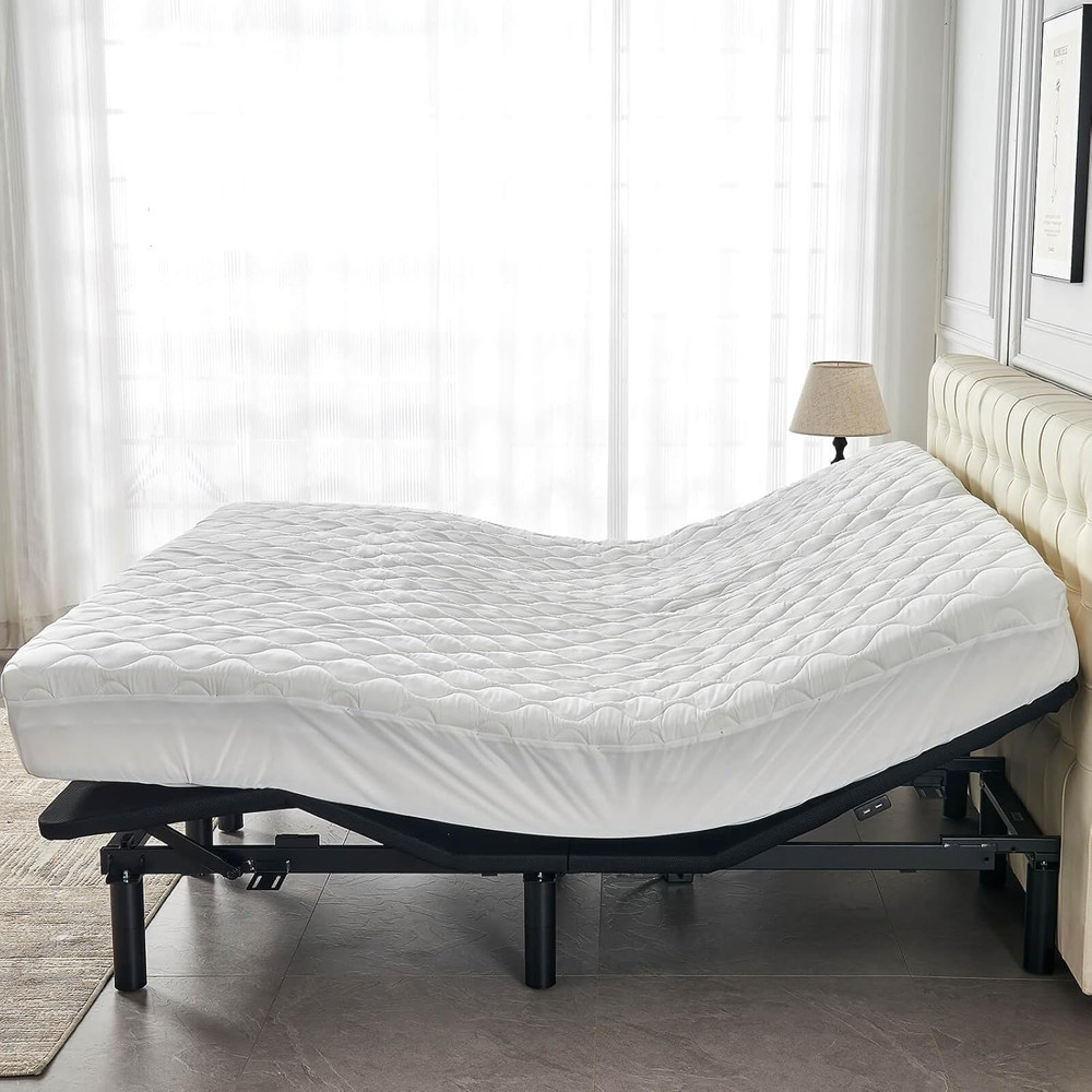 Kingnex Waterproof Quilted Split Top King Mattress Protector Pad for Adjustable
