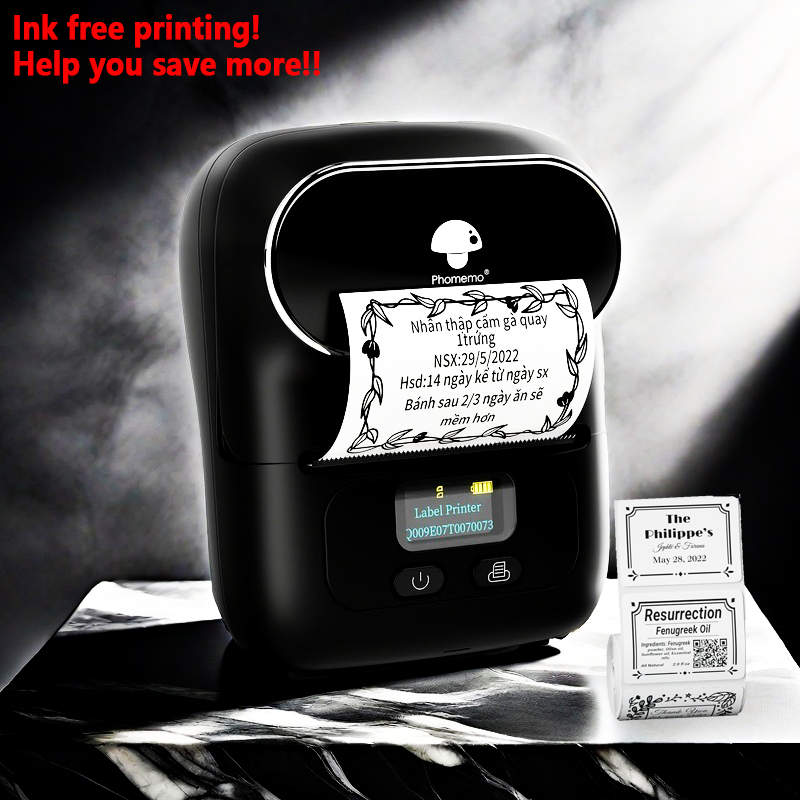 phomemo M110 Label Maker Machine Portable Bluetooth Thermal Printer with 1 Label