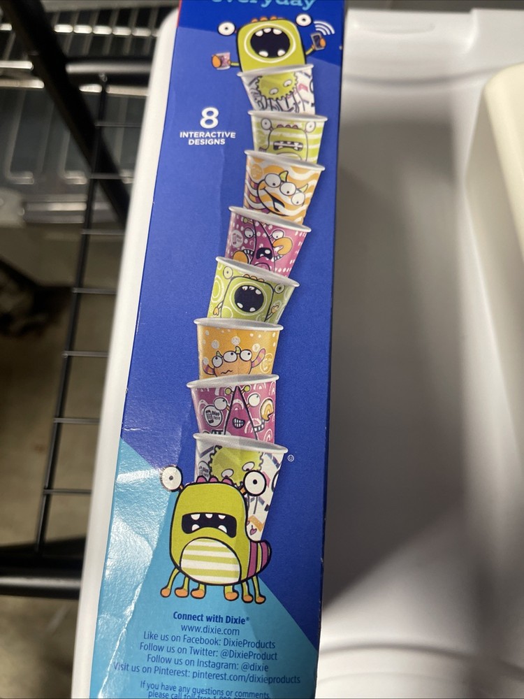 Dixie Everyday Disposable Cups Augment Reality Monster 3 oz W/ White Dispenser