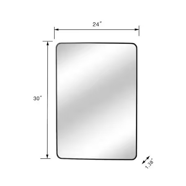 Home Decorator 24 in. W x 30 in. H Rectangular Framed Vanity Mirror Black