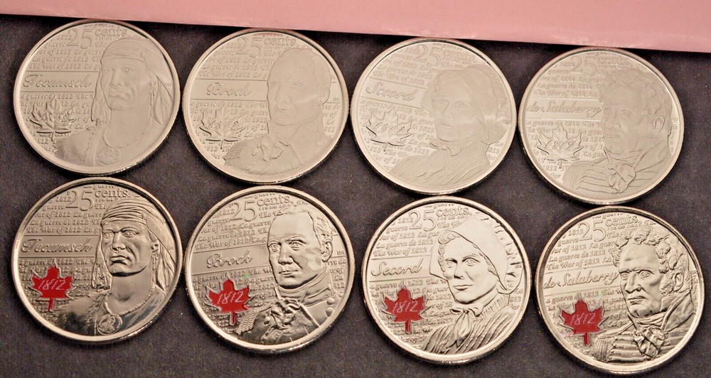 2012 / 2013 - War or 1812 25¢ COMPLETE SET - UNCIRCULATED 🇨🇦