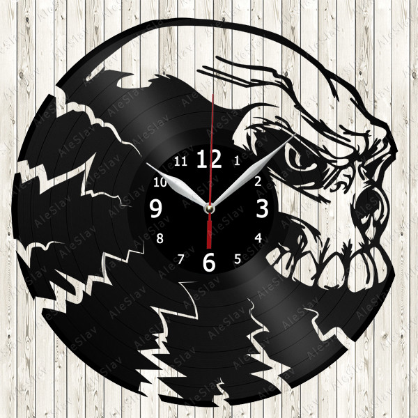 Skull Vinyl Record Wall Clock Decor Handmade 1563