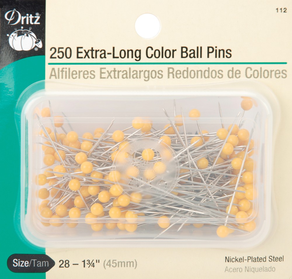 Dritz 112 Extra Long Color Ball Pins-Size 28 250/Pkg