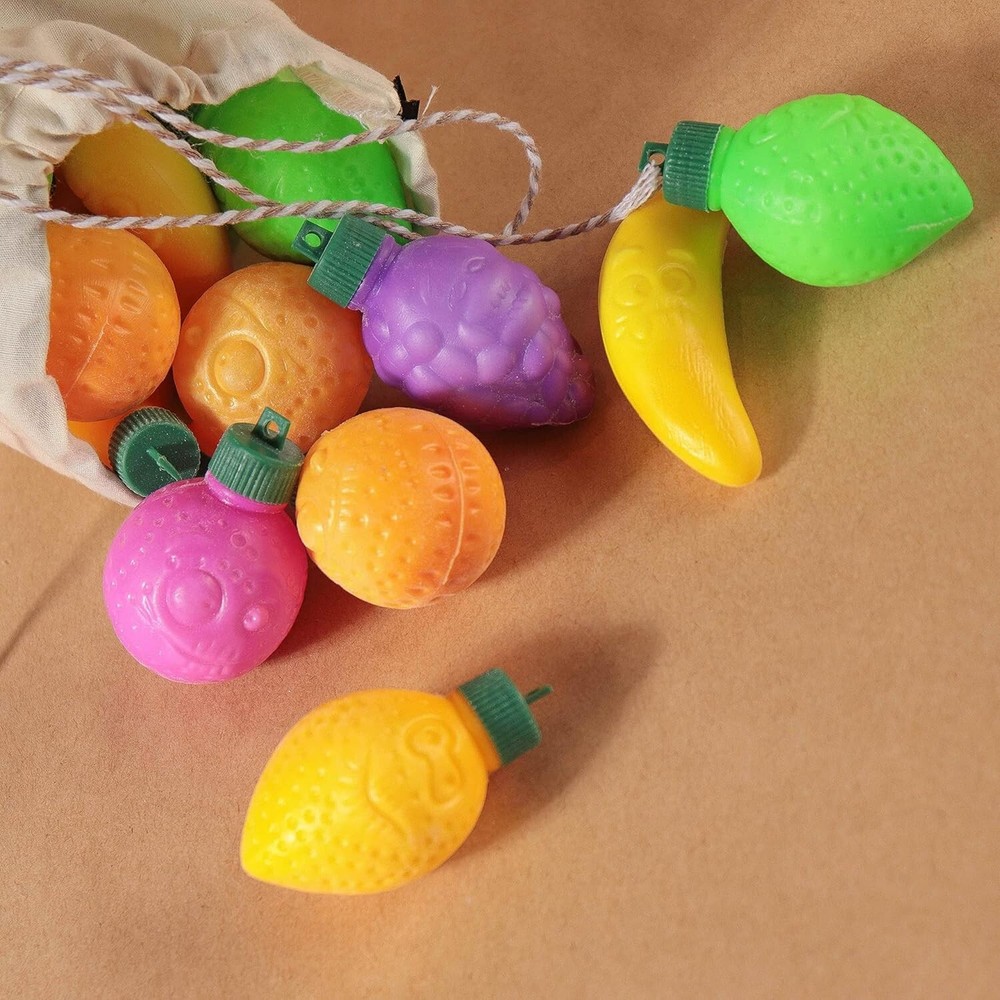 60 Pack Plastic Fruit Shaped Filled with Powder Candy
