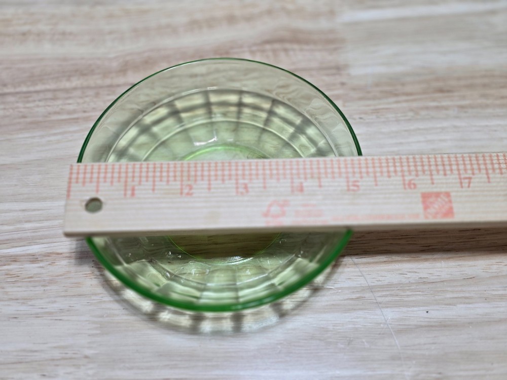 3 Vaseline Uranium Green Block Optic 5 3/8" Cereal Bowl