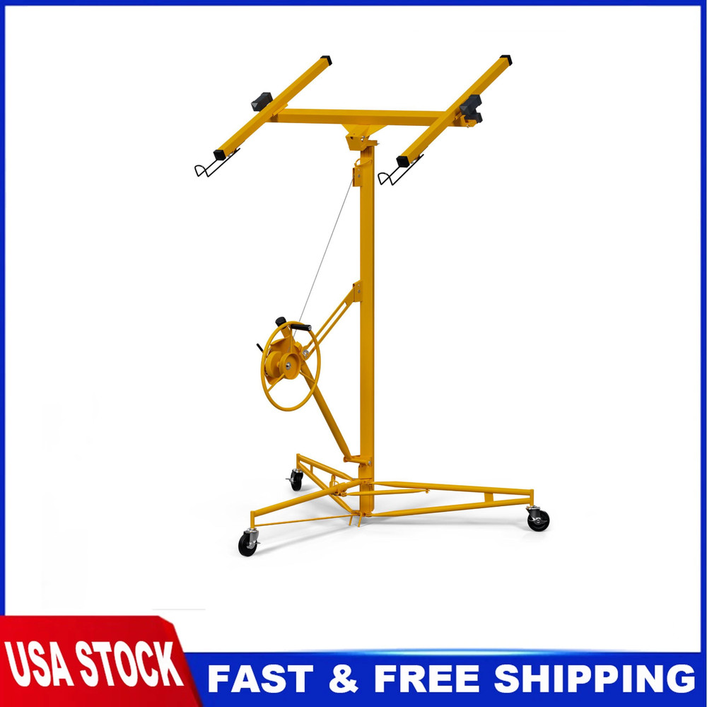 ✨Adjustable 16FT Drywall Panel Hoist Drywall Lift Rolling Panel Hoist Jack Lifte