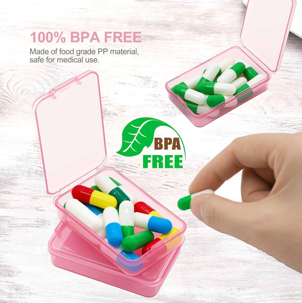 6 PCS Small Pill Box, Tiny Case,Mini Clear Plastic Storage Pink