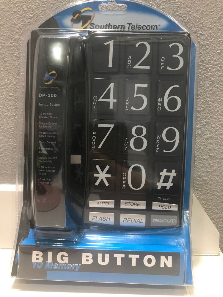 NEW Southern Telecom DP300 Big Button Phone (Black)