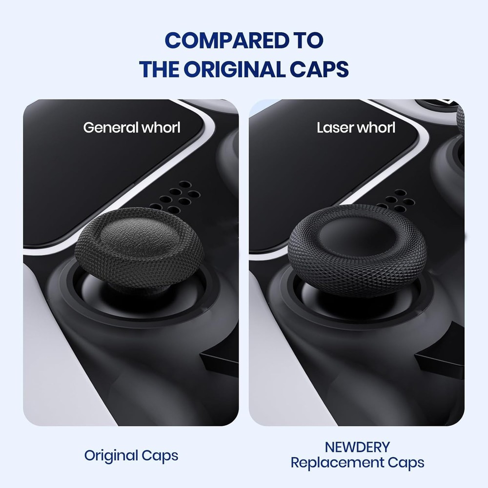 NEWDERY Joystick Replacement Grip Caps for PS4/PS5 Controller, PS5/PS4 Black