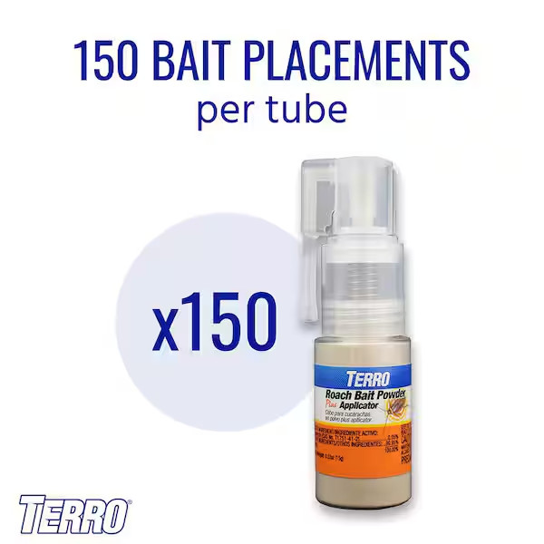 TERRO Roach Bait Powder + Applicator Kills Cockroach Ants Earwigs Silverfish