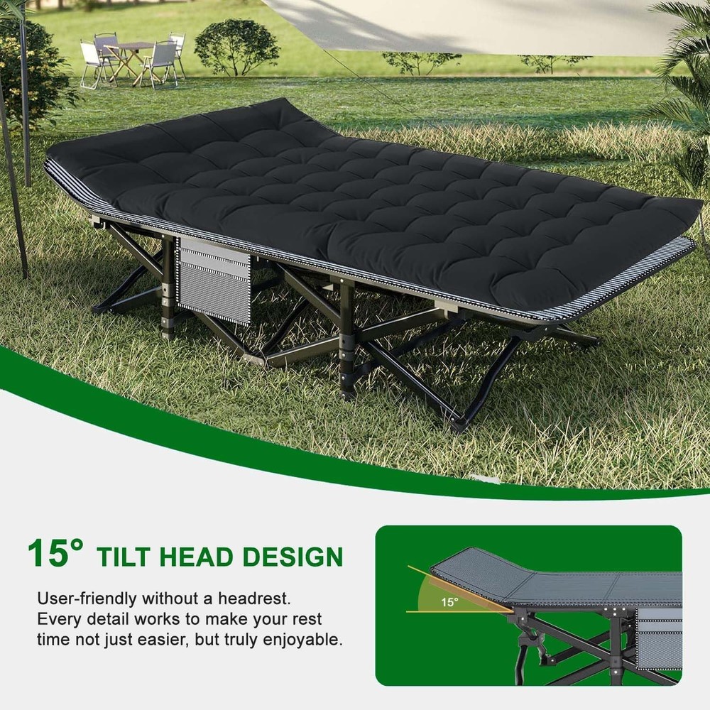 Camping Cot Extra Wide W/ Thick Mattress Folding Oversized