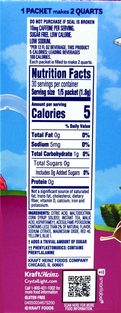 4 12-Quart Boxes Crystal Light Raspberry Iced Tea Drink Mix