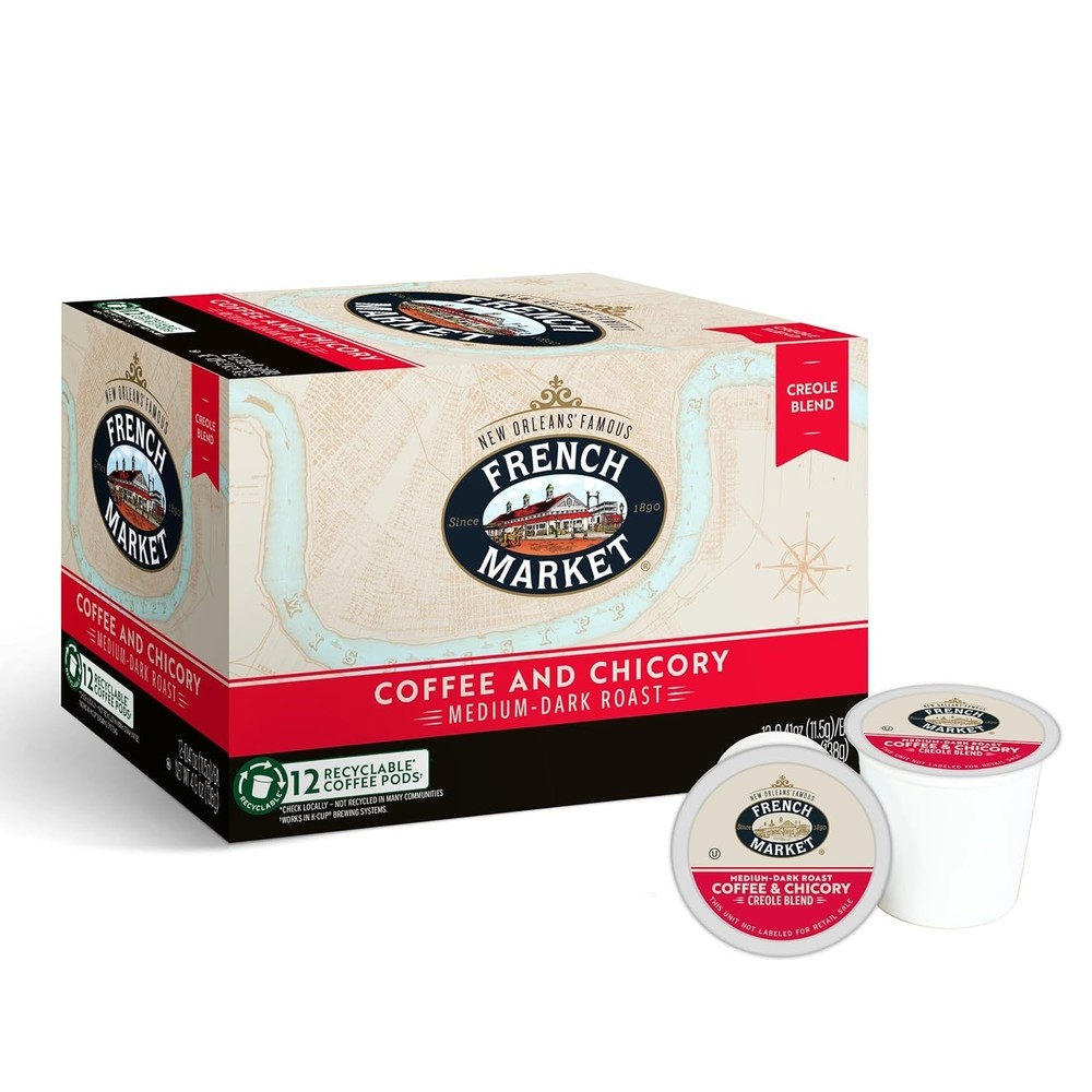 Authentic 100% Arabica Medium-Dark Roast & Chicory Single Serve Pods - 12ct