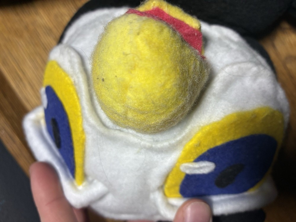 Handmade Felt Owl Hand Puppet Black White Yellow Blue Unique Design