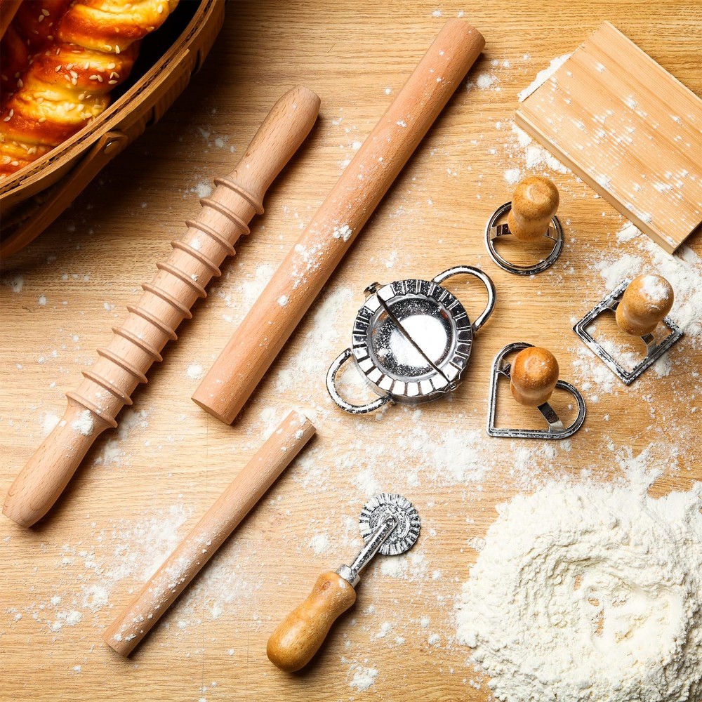 9 Pcs Gnocchi Pasta Making Tools kit - Standard size, burlywood