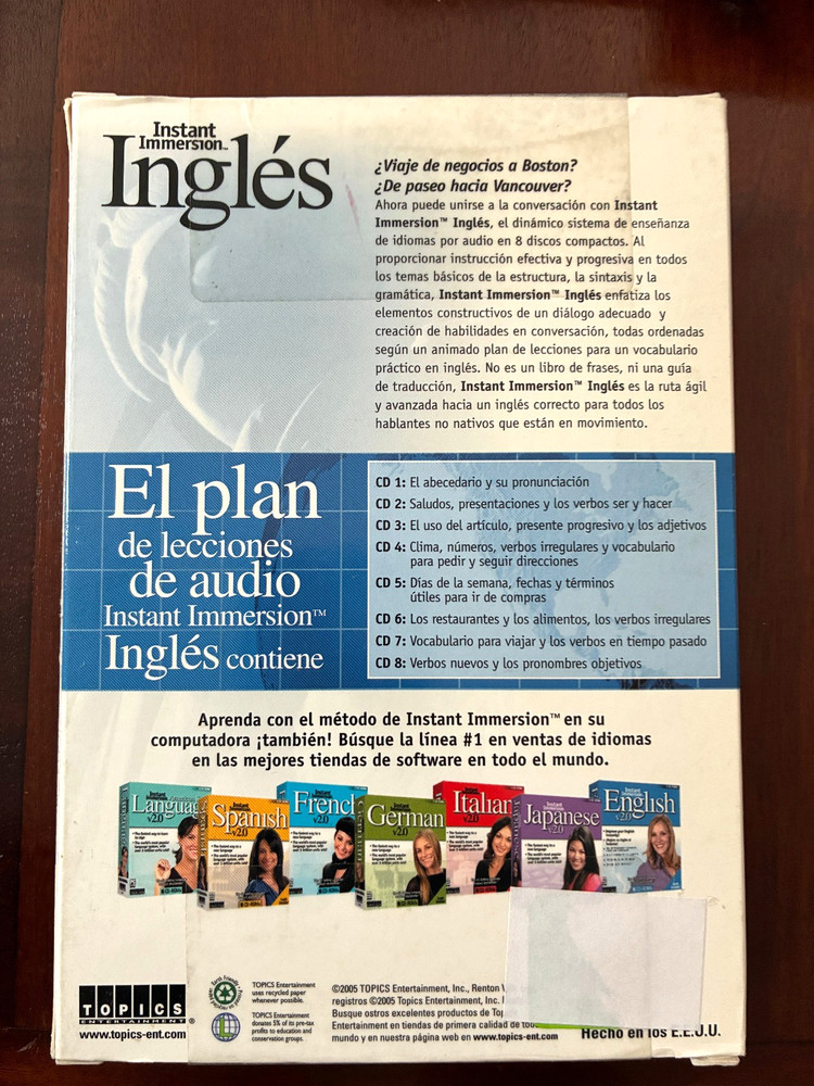 Instant Immersion Inglés 8 Audio CD Deluxe Edition Language Learning Course