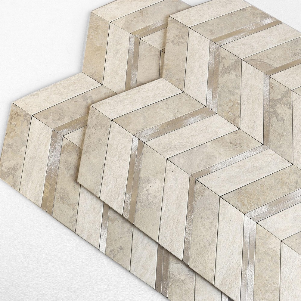 Stone Look Herringbone Peel and Stick Backsplash for Kitchen,Chevron Stick on...