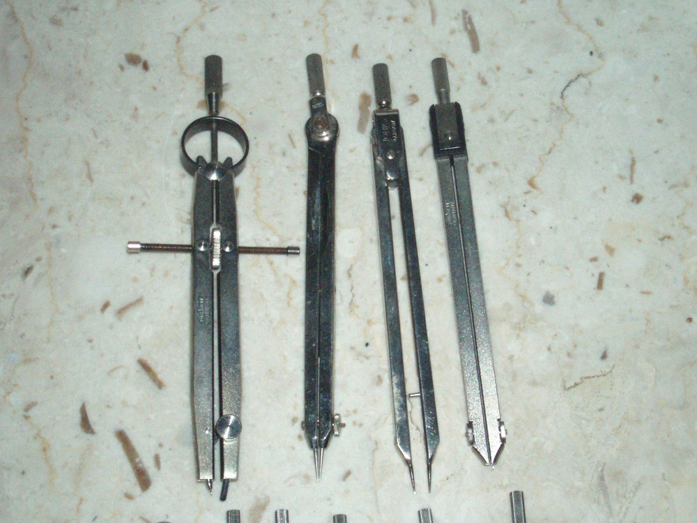 Vintage Compass Lot Drafting Engineering Tools Pickett, Ionic, Post, Germany
