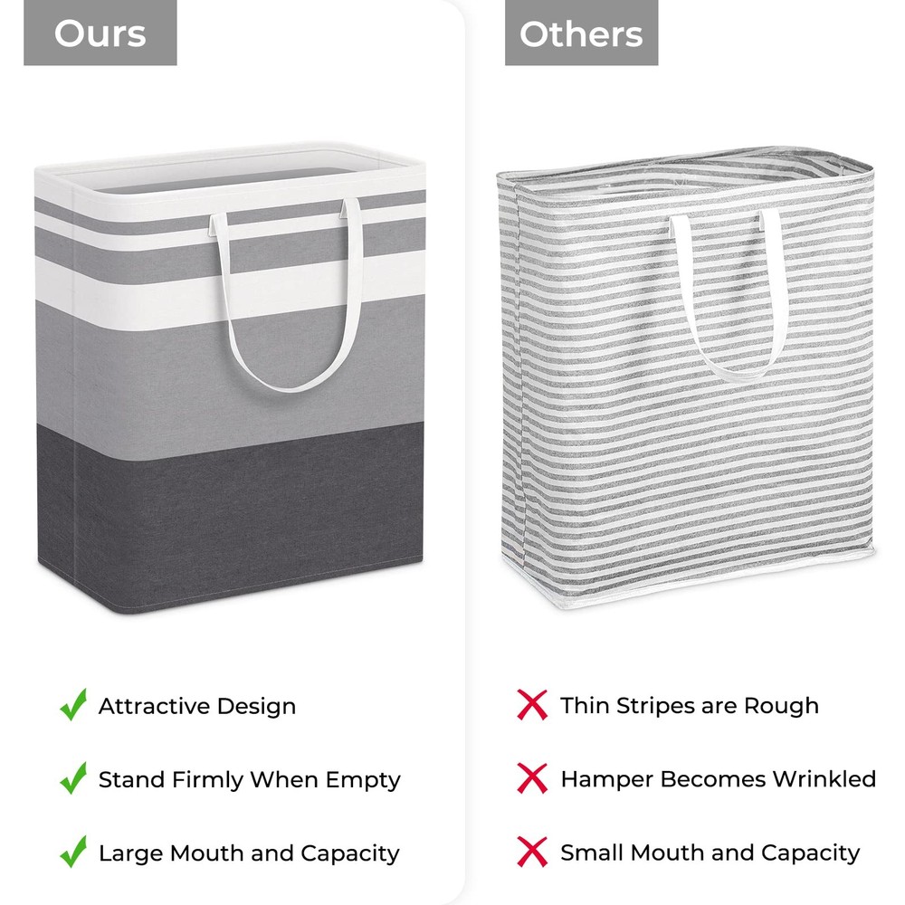 3-Pack Large Laundry Basket, Waterproof, Freestanding Laundry Hamper, Collaps...